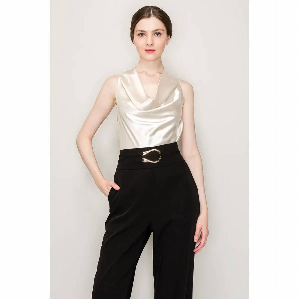 NEW INA FASHION satin cowl neck halter top in champagne